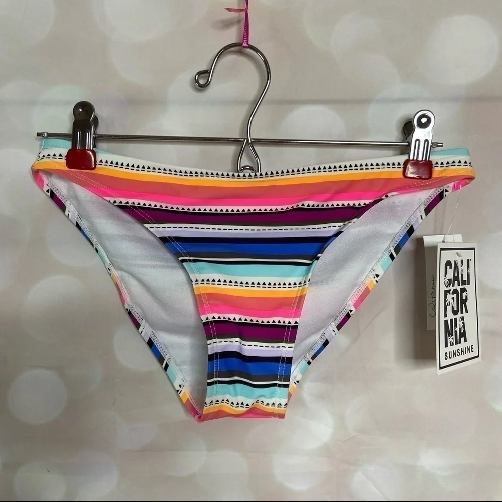 California Sunshine Striped Bikini Scoop Bottom Small and Large (Juniors)